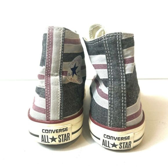 Converse Chuck Taylor All-Star Mid Top Gray Striped Sneaker Unisex Wos 10 Mens 8 - Picture 6 of 8